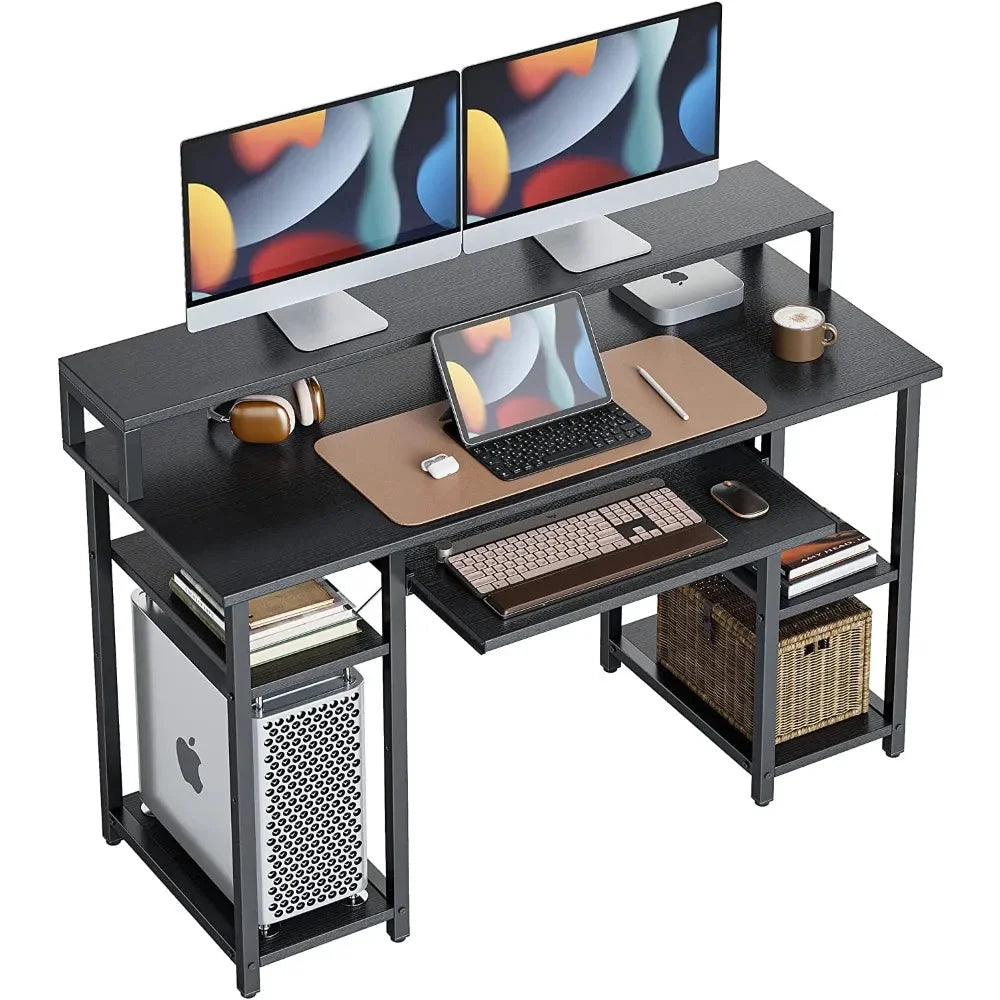 47 Inch White Computer Desk with Storage Shelves Y106610