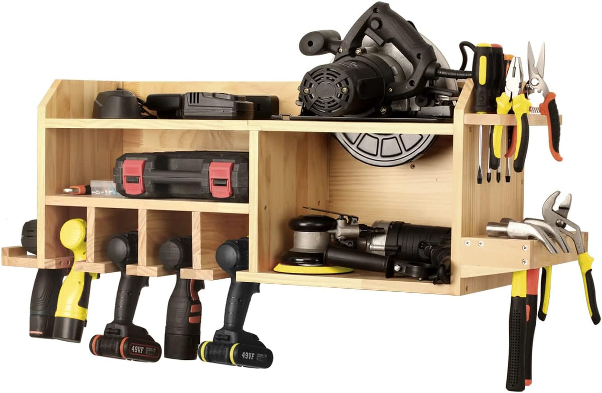Power Tool Organizer Wall Mount, Drill Holder Storage with 5 Tool Slots G1180