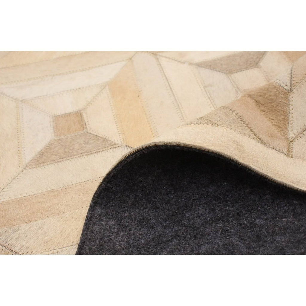 Handmade Cowhide Patchwork Beige Ivory Leather V96996
