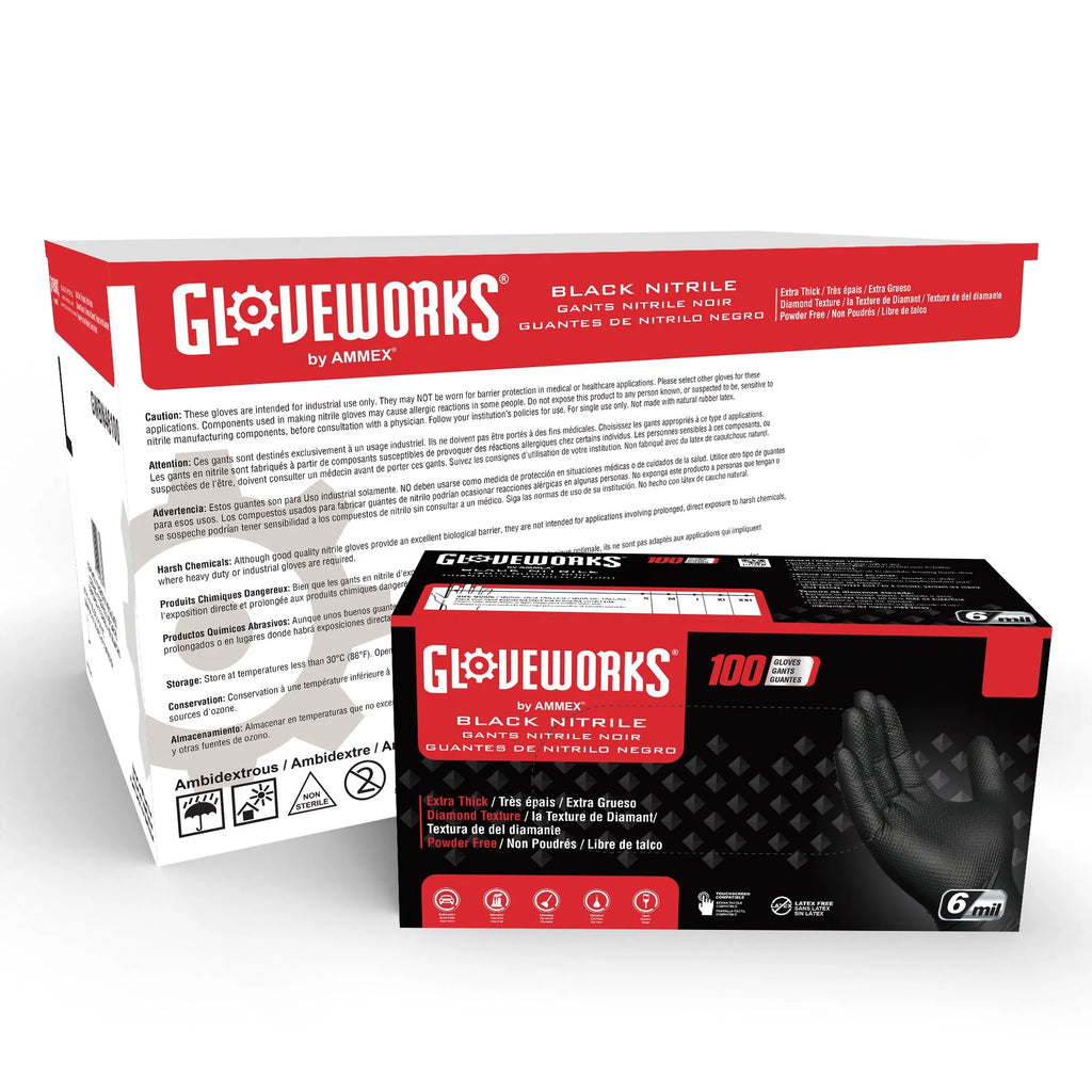 Black Nitrile Disposable Gloves, 6 Mil, X-Large 100/Box C583