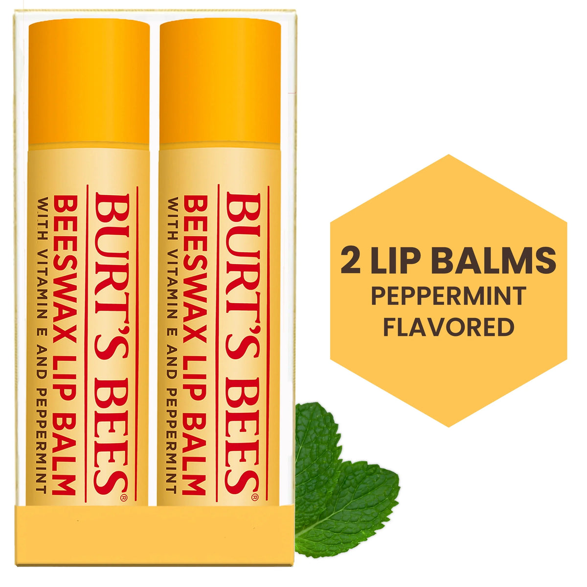 Natural Moisturizing Lip Balm with Beeswax, Vitamin E & Peppermint Oil, 4 Count Y393227