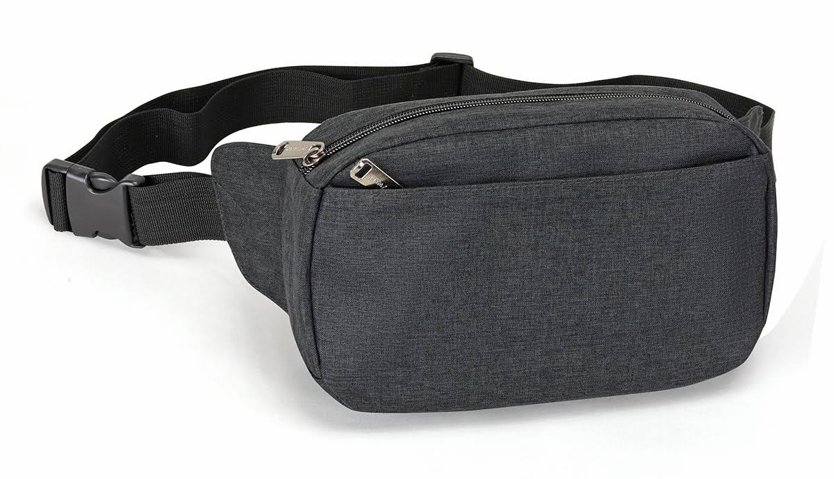 Rounded Dual Pocket Fanny Pack Heather Charcoal S344