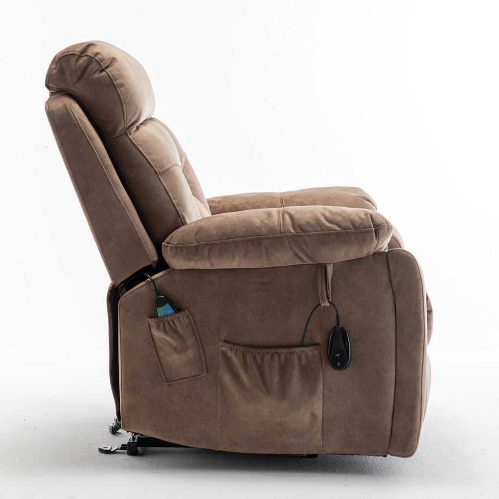 Dark Brown Oversized Electric Lift Recliner Chair with Heat and Massage U906500