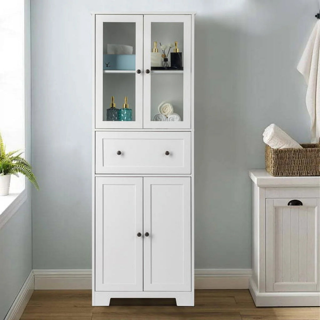 White 4 Doors 1 Pump MDF Bathroom Cabinet I716297