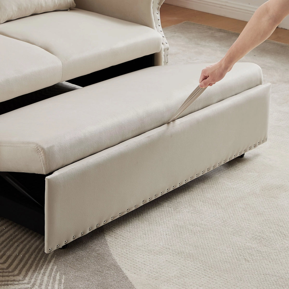 Velvet Convertible Sleeper Sofa Bed M48839