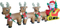 8 Foot Long Christmas Inflatable Santa Claus on Sleigh with 3 Reindeer and Christmas Tree LED Lights U30744