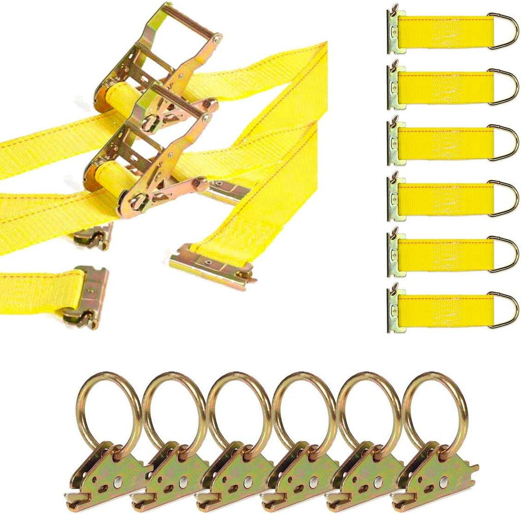 8 Pieces E Track Tie-Down Kit with 12 ft Straps and O-Rings C88061