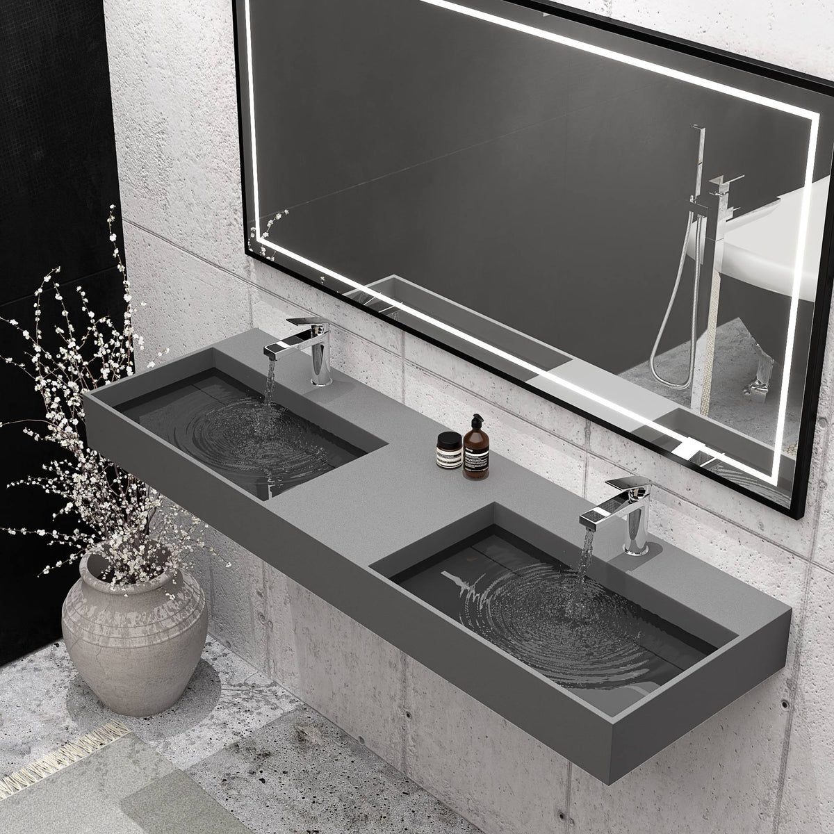 36 inch Gray Solid Surface Wall Mounted Sink D169561