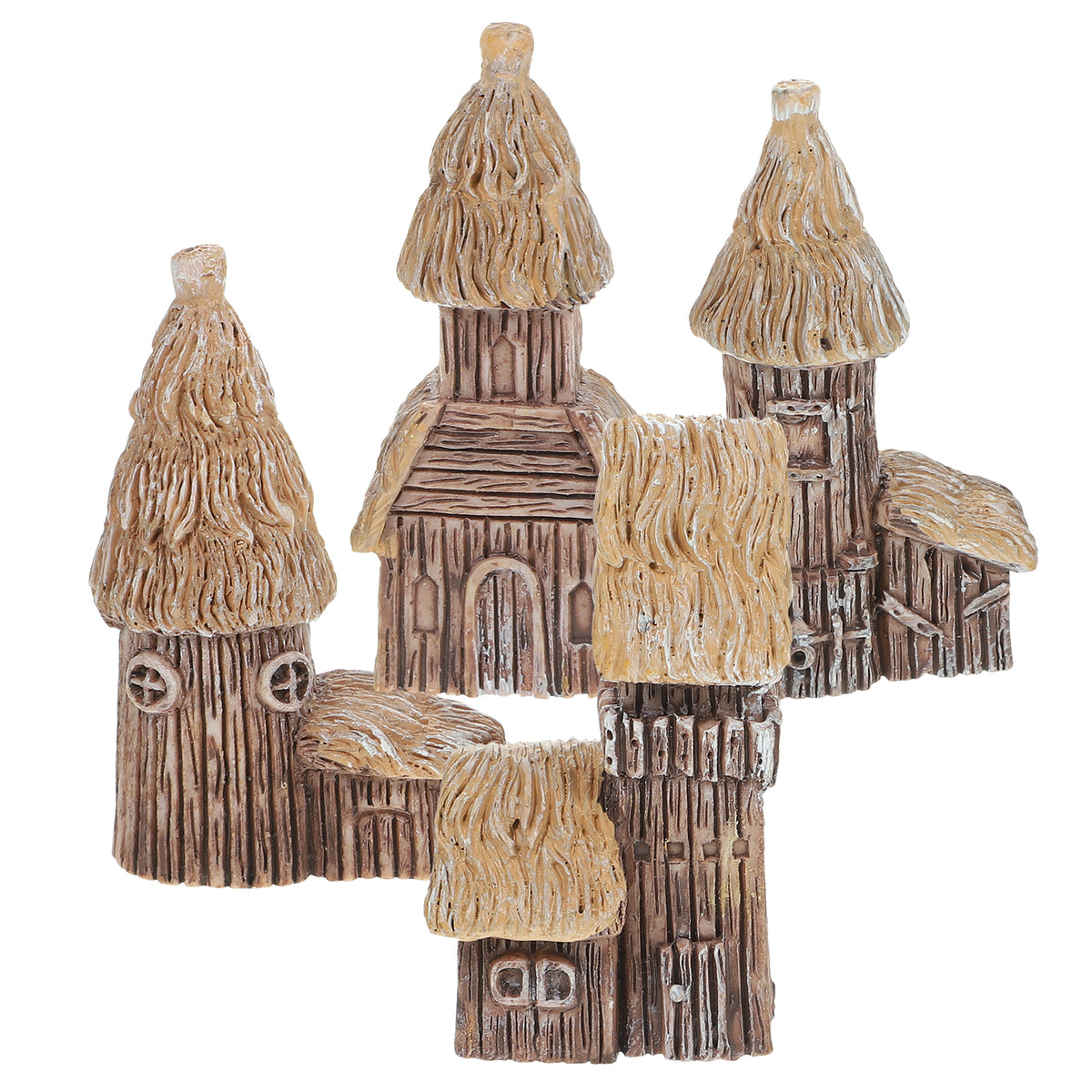 4 pcs Mini House Figurines Resin Cottage Ornaments Z6395