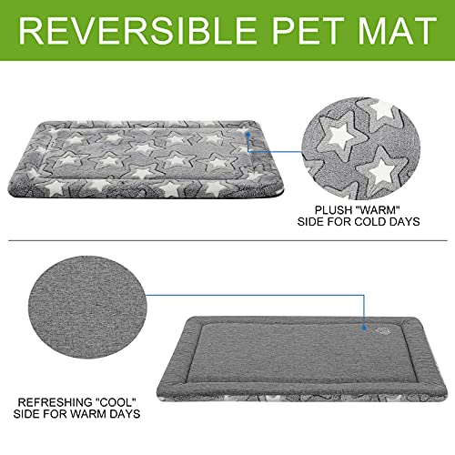 Grey Reversible Machine Washable Dog Crate Mat B73451