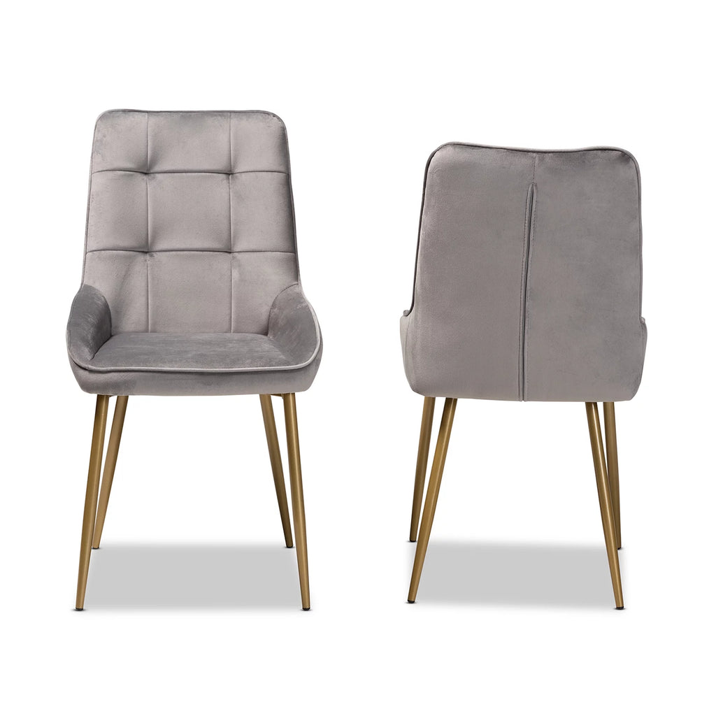 Grey and Gold Dining Chair Set of 2 C325