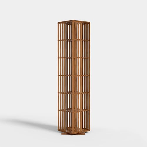 Walnut 6 Tier Bamboo Rotating Bookshelf I515