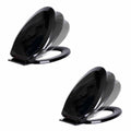 2 No Slam Easy Close Black Plastic Elongated Toilet Seat U8360
