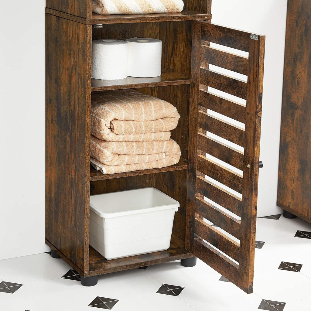 Bathroom Tall Storage Cabinet with 3 Open Compartments and 2 Adjustable Shelves O78360