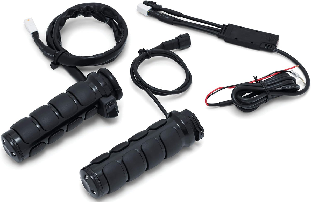 Heated Motorcycle Handlebar Grips Gloss Black 1 Pair T101547