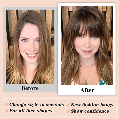Brown Clip In Bangs Real Human Hair Extensions Wispy Bangs G938920