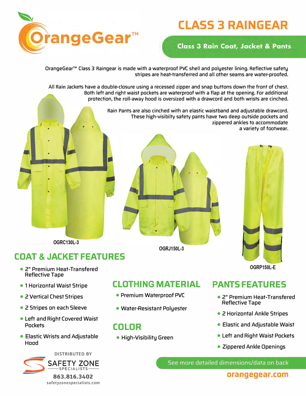Lime Waterproof Rain Coat Z3066