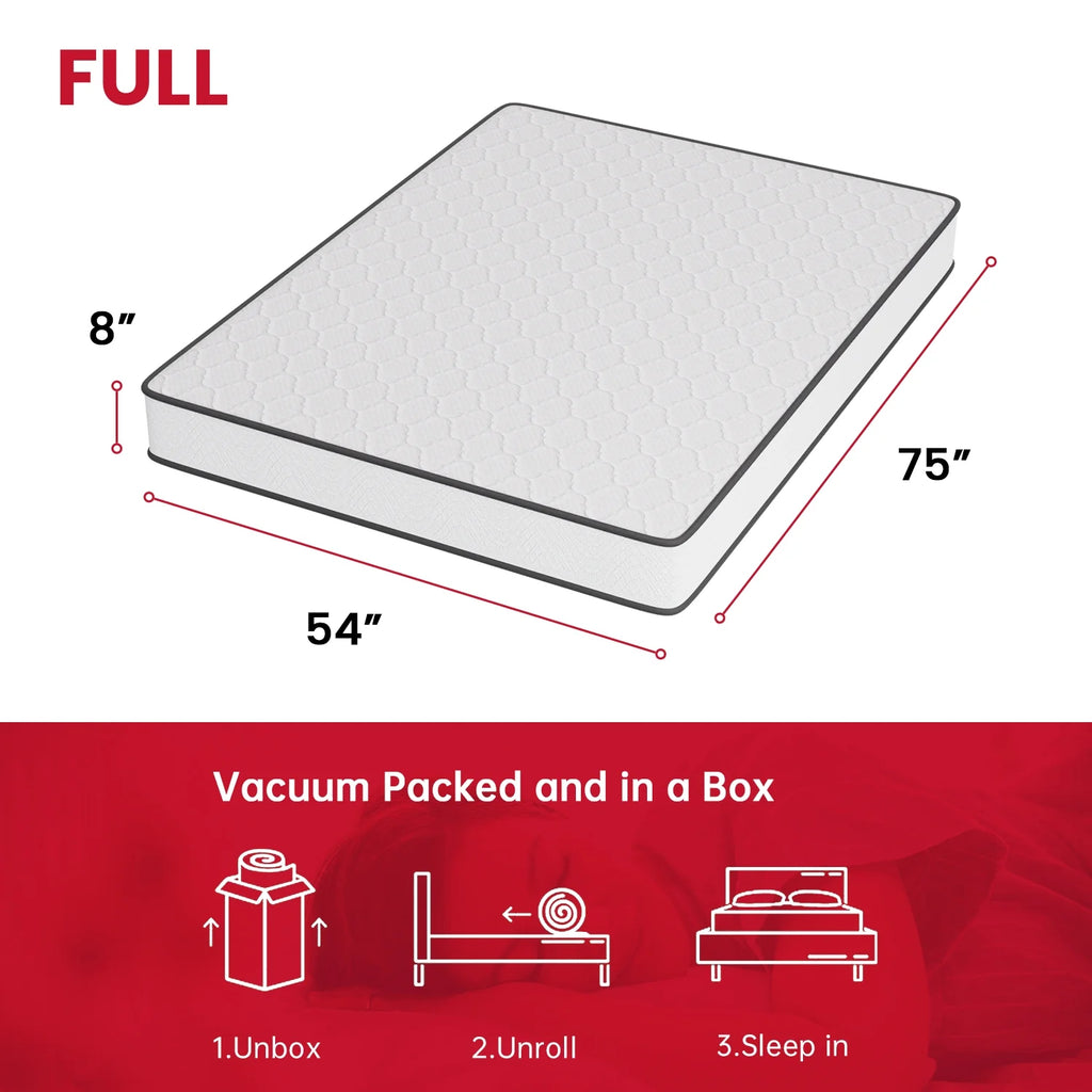 8 Inch Medium Firm Spring Full Size Mattress T70455