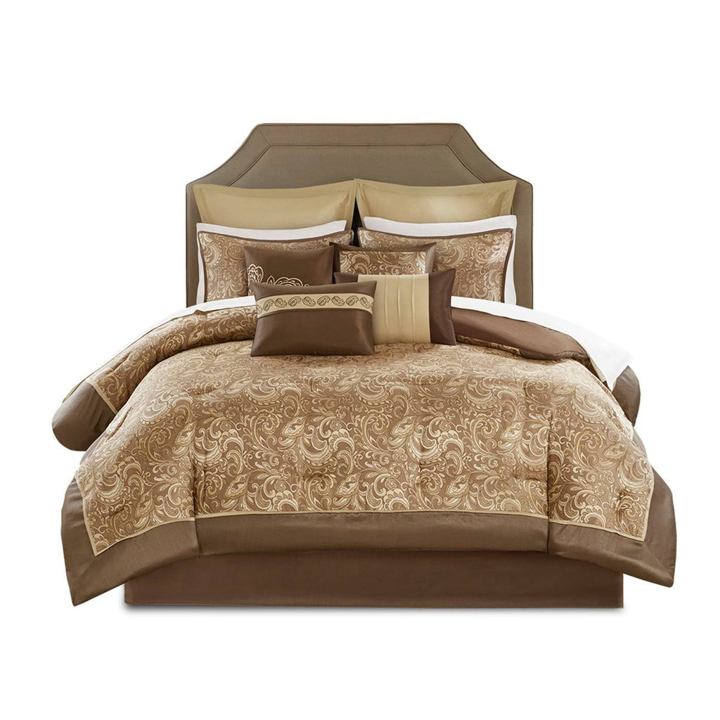 24 Piece Brown Cal King Bedding Set G7234