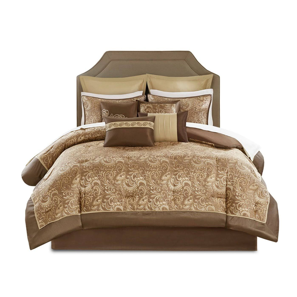 24 Piece Brown Cal King Bedding Set G7234