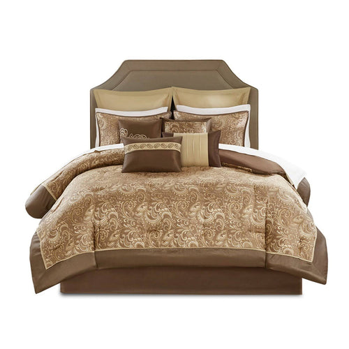 24 Piece Brown Cal King Bedding Set G7234