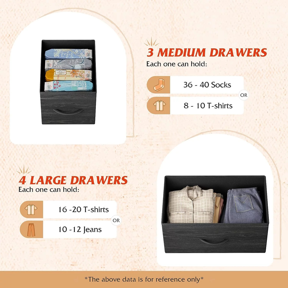Fabric Dresser with 10 Deep Drawers V9937