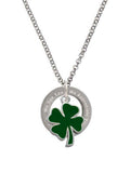 Green Enamel Four Leaf Clover Ring Necklace O71768