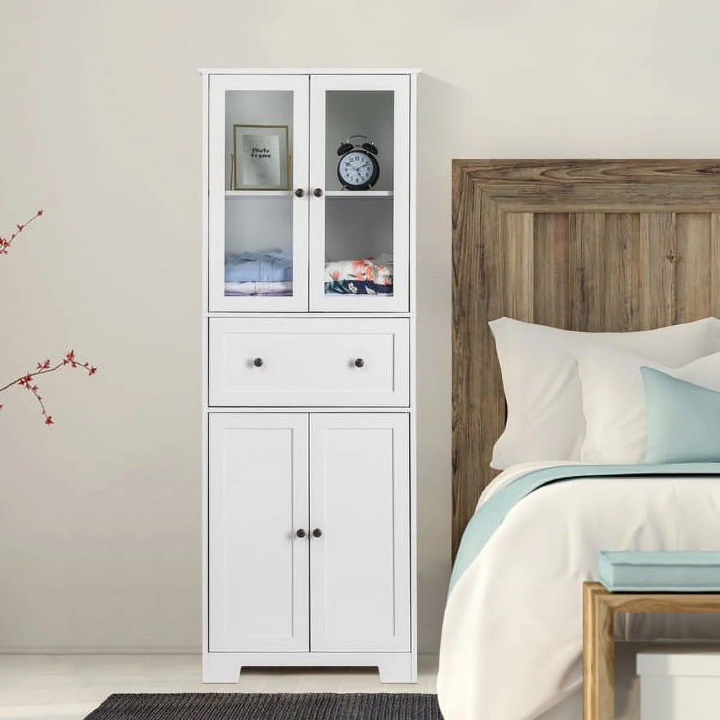 White 4 Doors 1 Pump MDF Bathroom Cabinet I716297