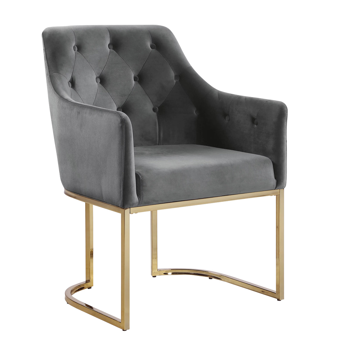 Glam Tufted Contemporary Accent Chair with Velvet Cushions Gray I188484