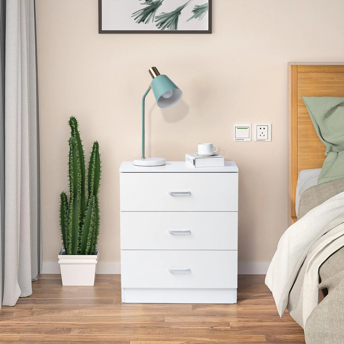 Set of 2 White 3 Drawer Dresser O4817