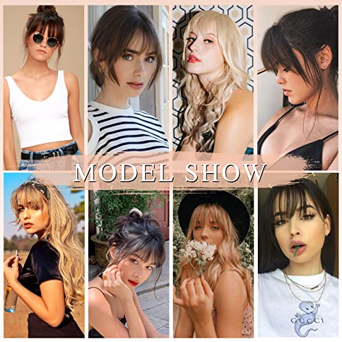 Brown Clip In Bangs Real Human Hair Extensions Wispy Bangs G938920