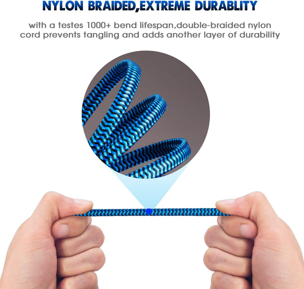 Cat 7 Ethernet Cable 100 ft Nylon Braided Flat Network Patch Cord RJ45 LAN Cable Pack of 2 K6146