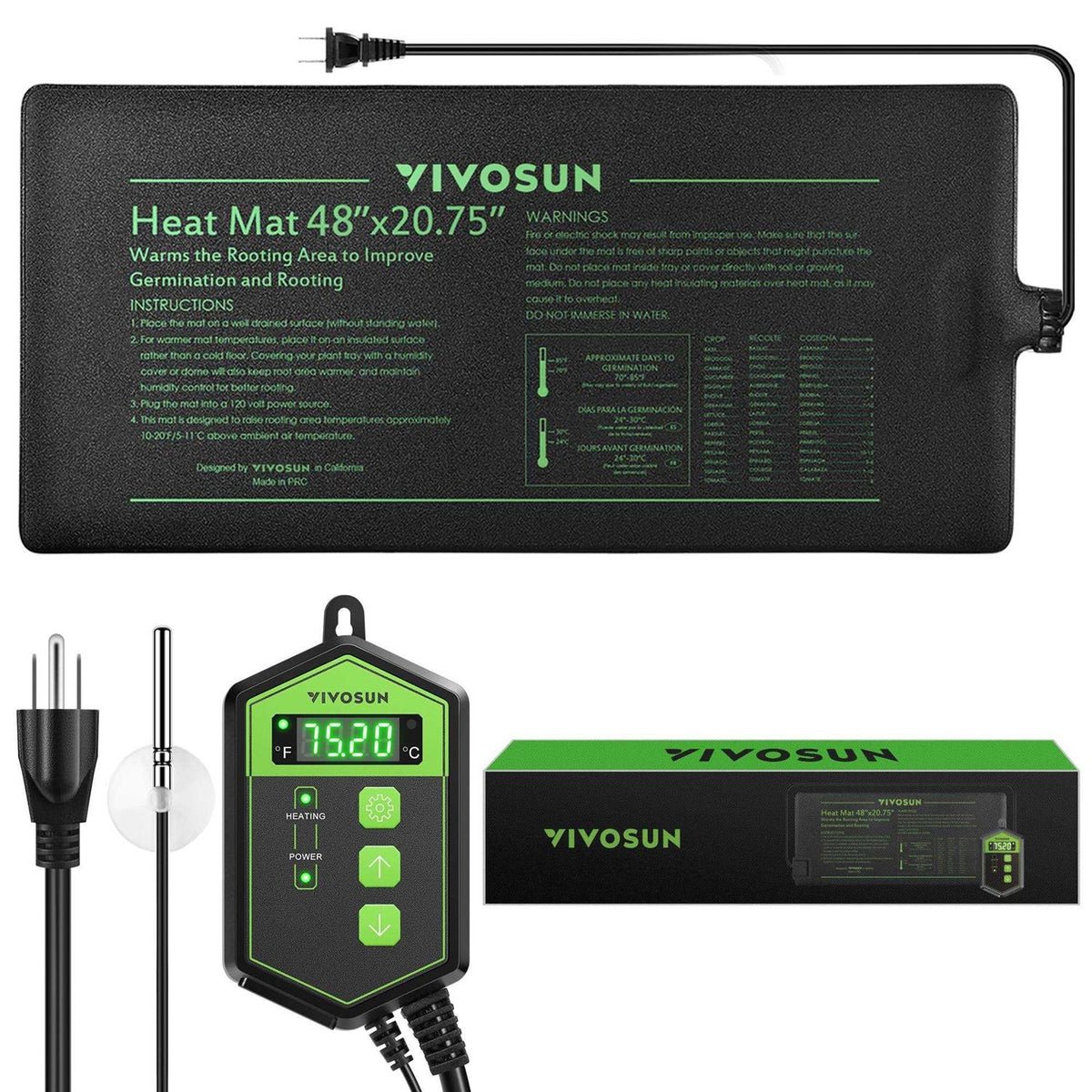 20.75 Seedling Heat Mat and Digital Thermostat Combo Set P246246