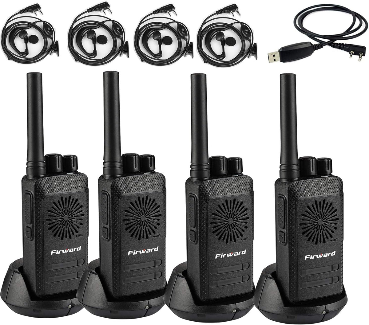 Rechargeable 4 Pack Two Way Radios with Programming Cable W99859