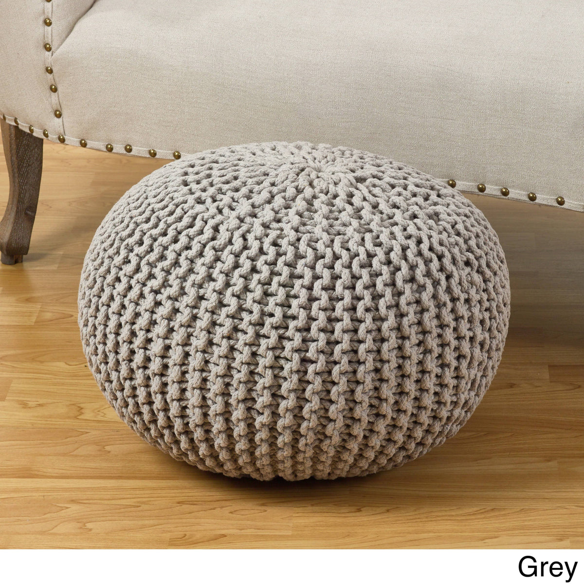 Slate Cotton Twisted Rope Ottoman O8930