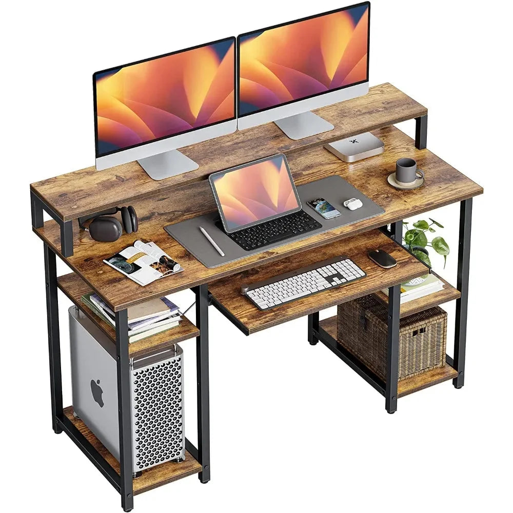 47 Inch White Computer Desk with Storage Shelves Y106610