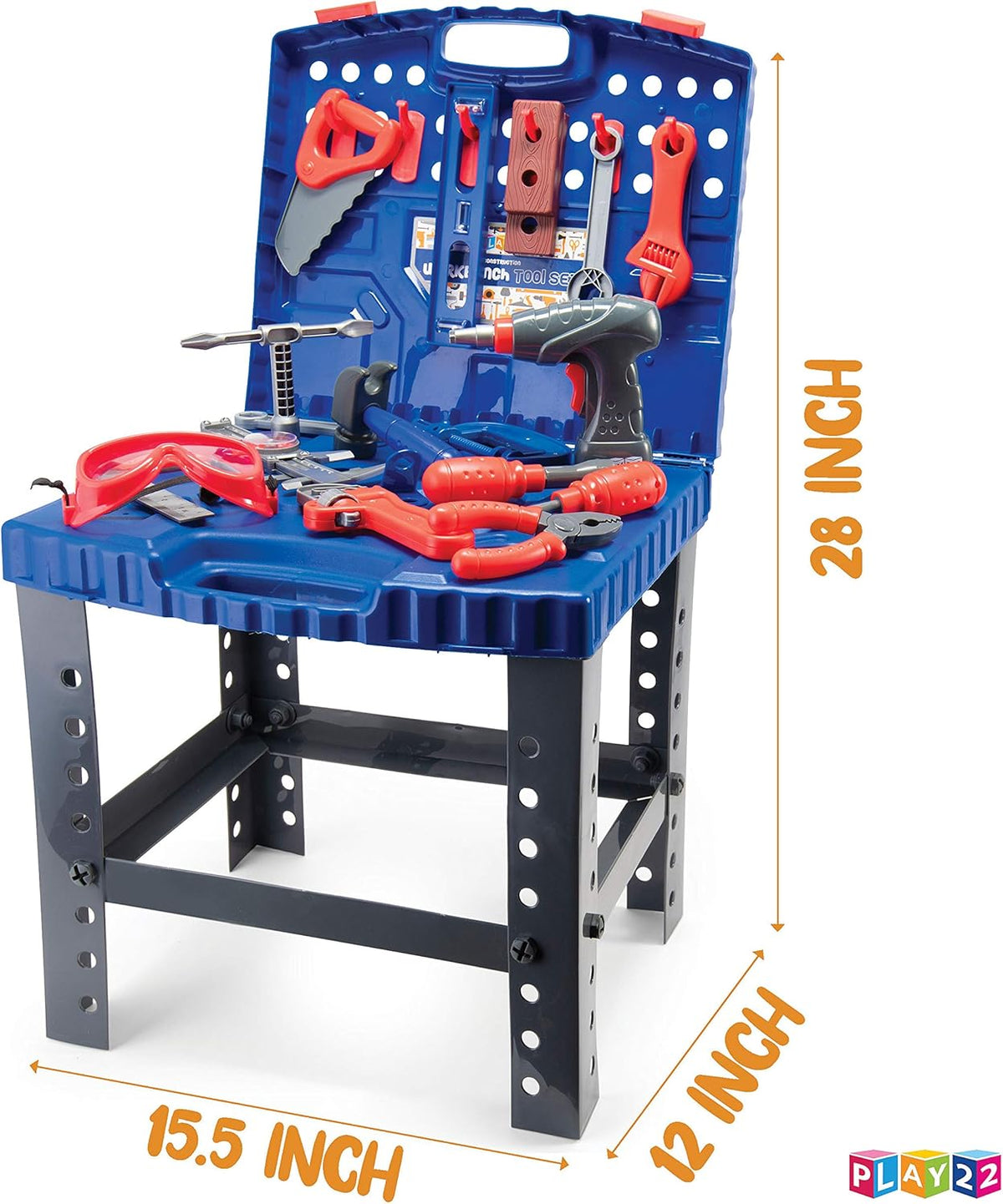76 Pc Kids Tool Set Bench with Electronic Play Drill G728