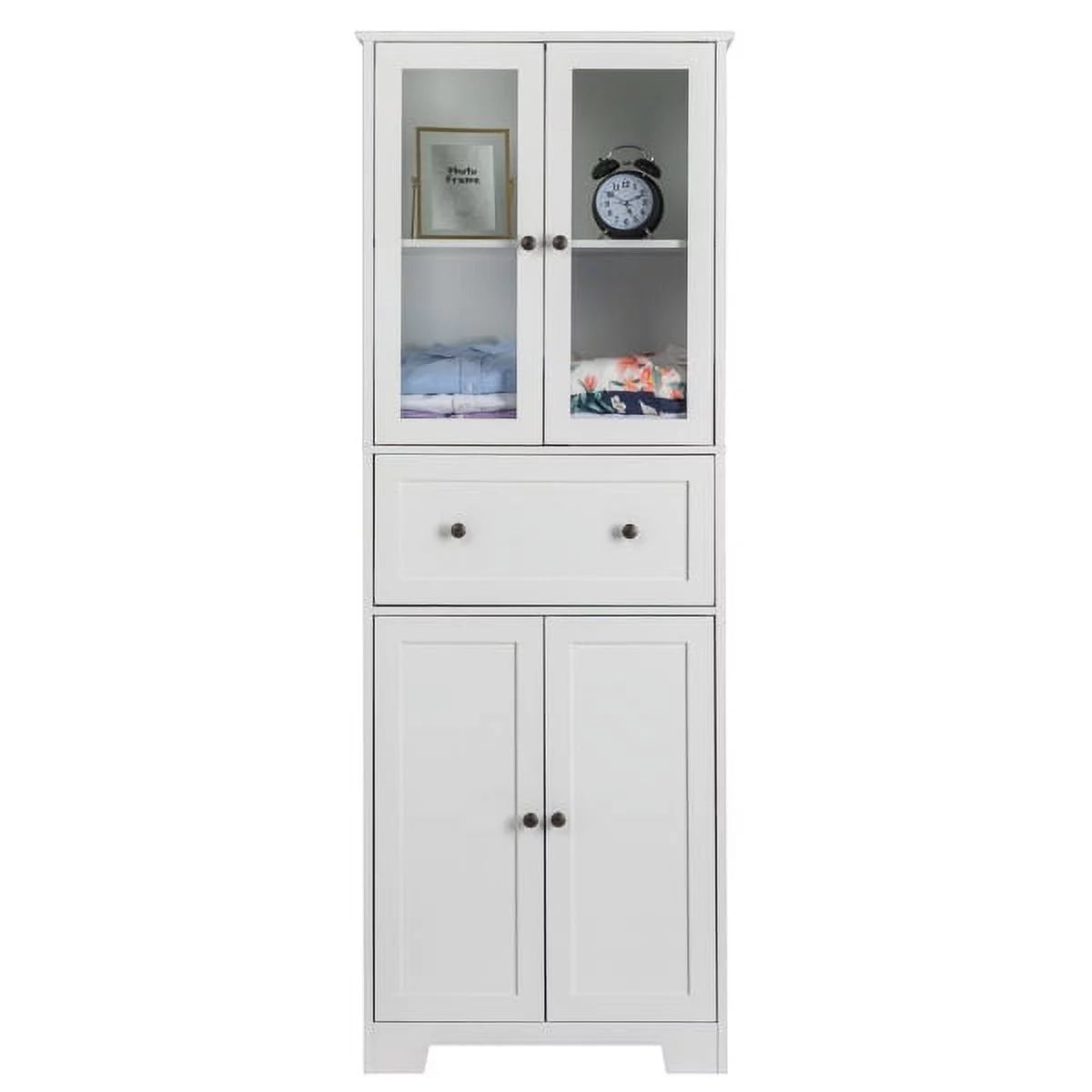 White 4 Doors 1 Pump MDF Bathroom Cabinet I716297