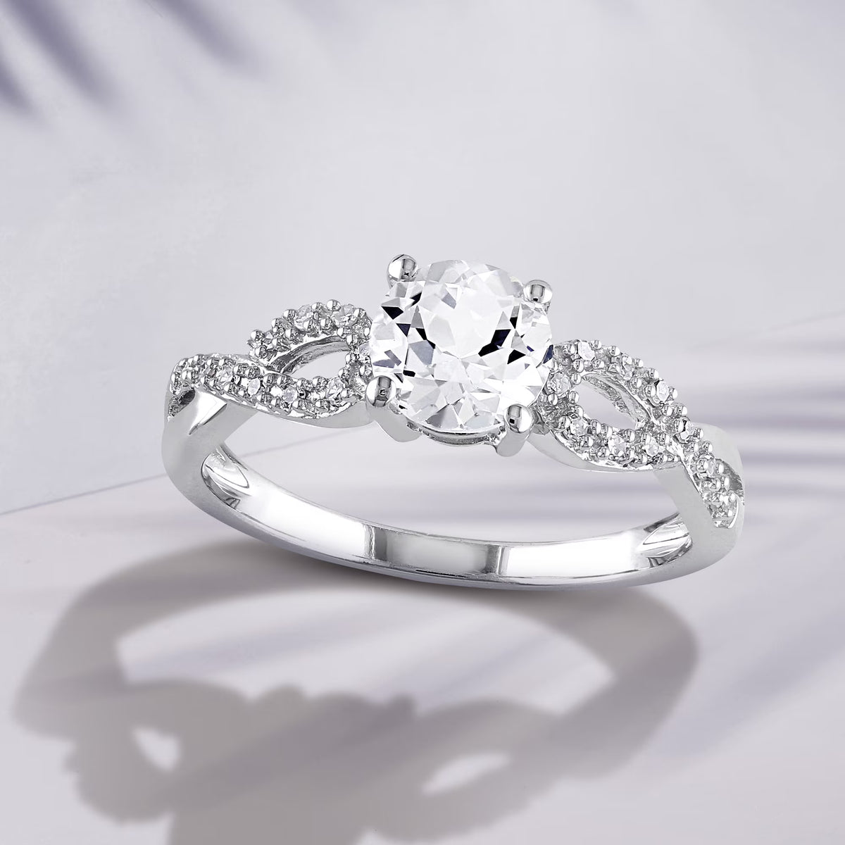 10kt White Gold Solitaire Ring with Infinity Band O30193