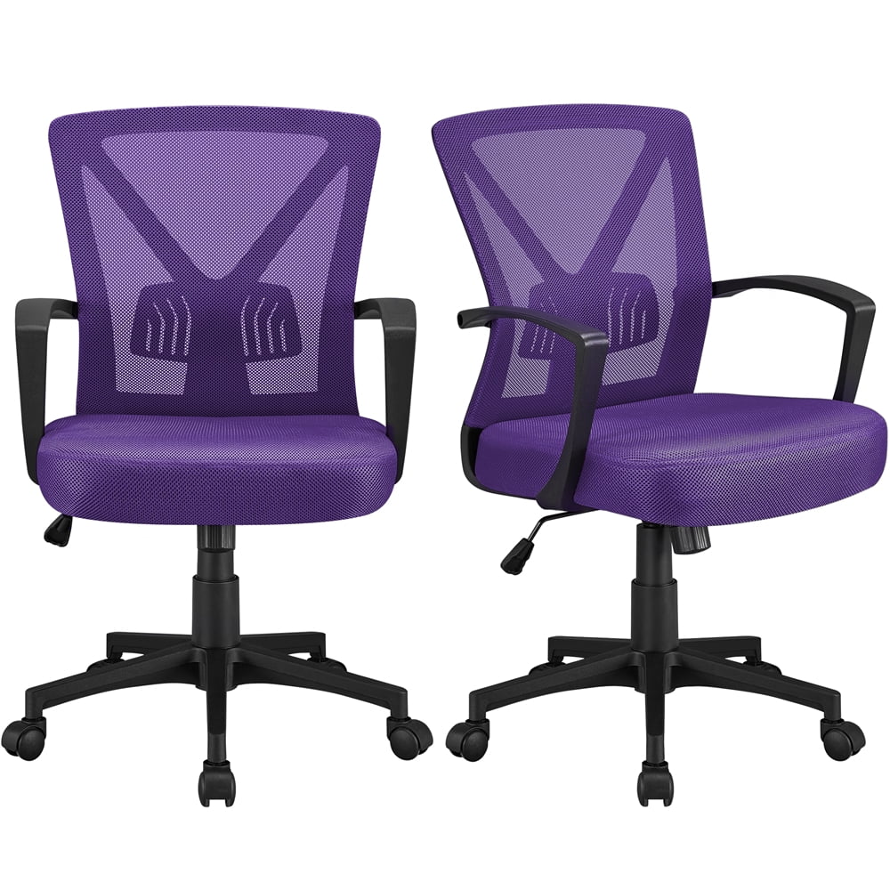 Purple Adjustable Mesh Mid Back Office Chair Set of 2 D637681
