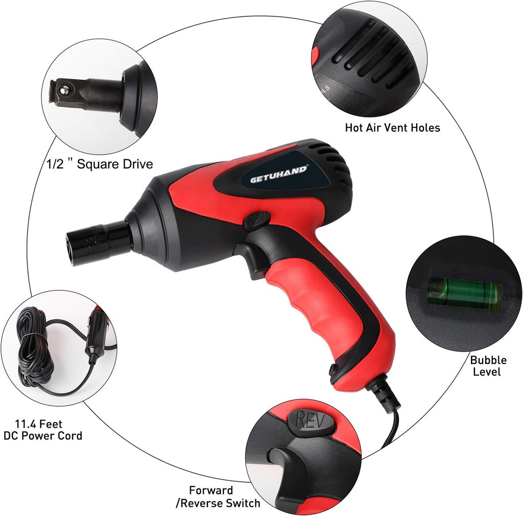 1/2 Inch 12 Volt Portable Electric Impact Wrench Kit with Sockets and Carry Case E7576