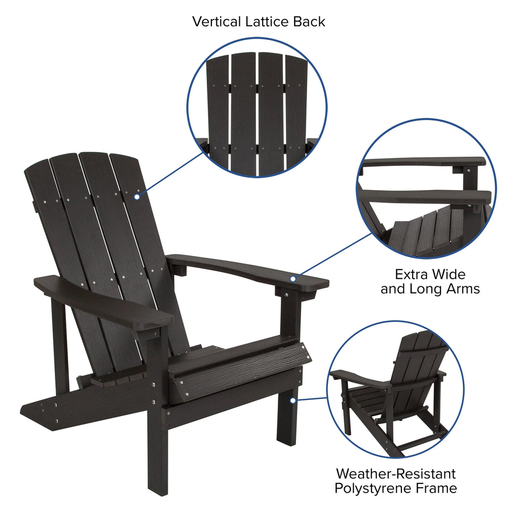 All-weather Poly Resin Wood Outdoor Adirondack Chair Set of 4 Slate Gray L825925