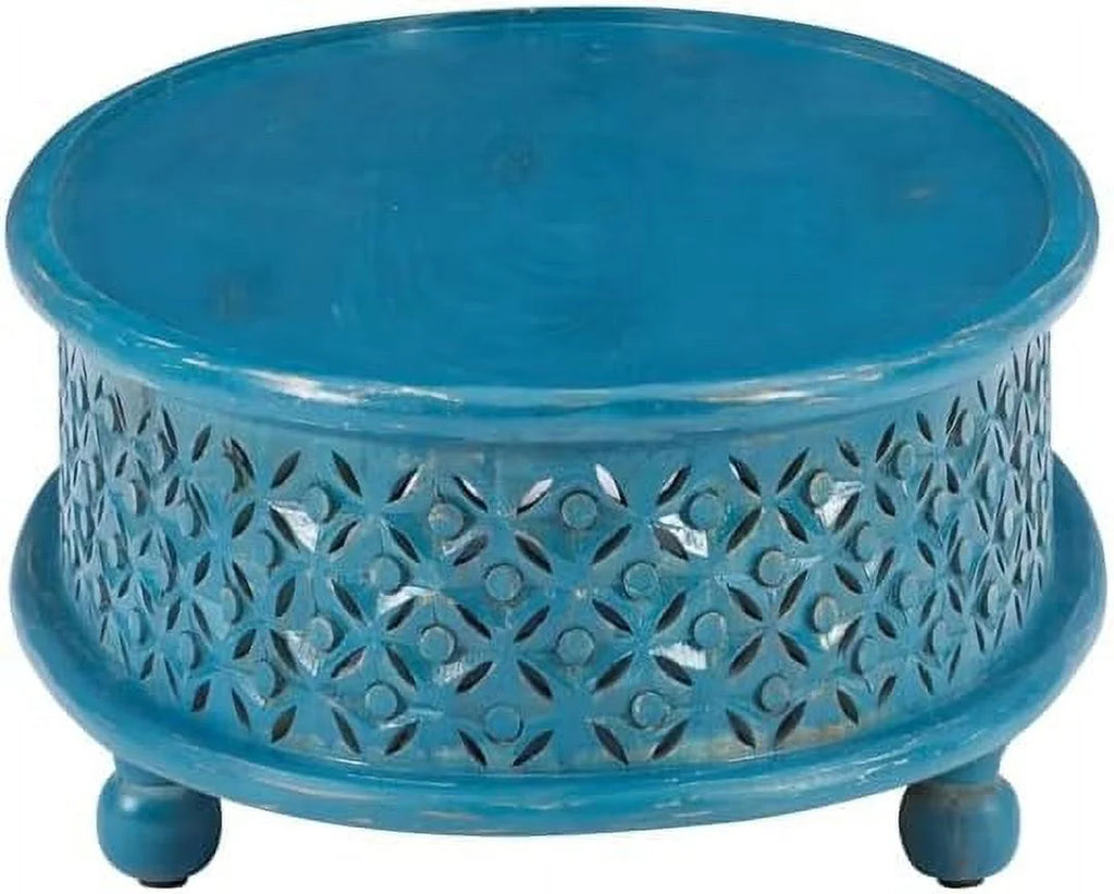 Blue Oval Wood Coffee Table D590346