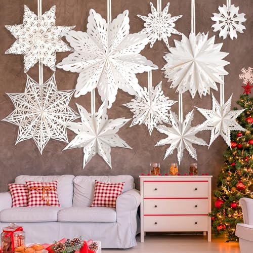 5 Pack Christmas Paper Snowflake Lanterns with LED Light O294