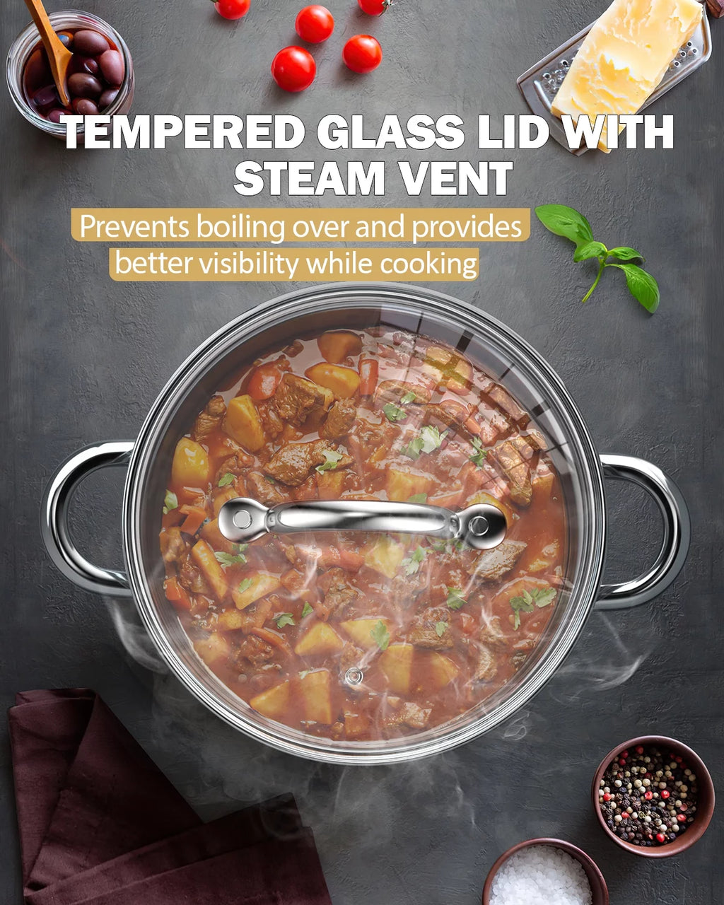 12-Quart Stainless Steel Stockpot with Lid K554