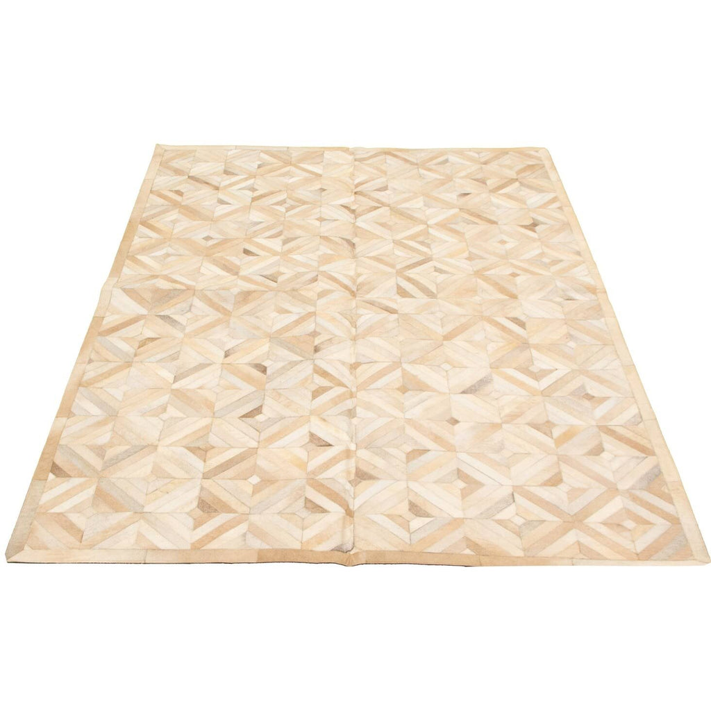 Handmade Cowhide Patchwork Beige Ivory Leather V96996