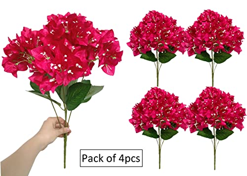 Set of 4 Artificial Bougainvillea Silk Flowers Bouquet (Fuchsia) D92209