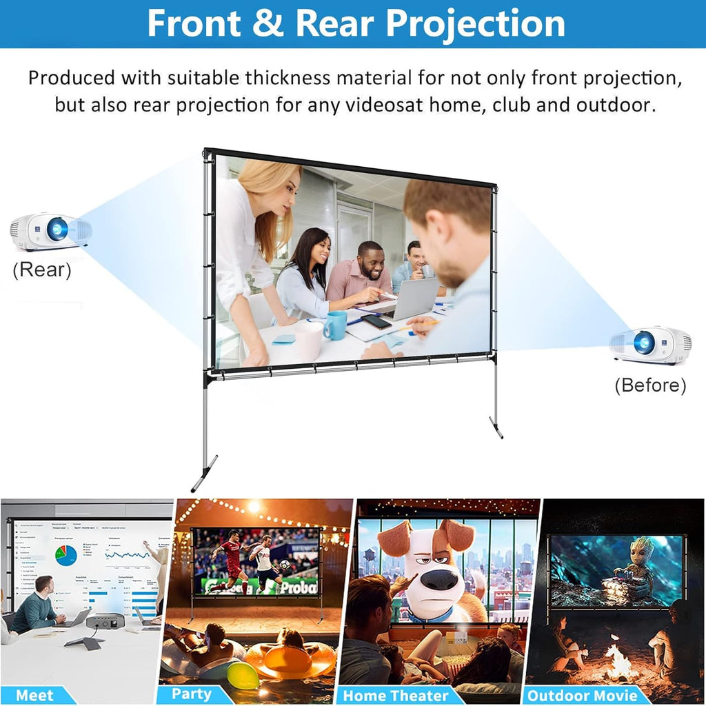 120 Inch Portable Projector Screen with Stand and Carry Bag N875923