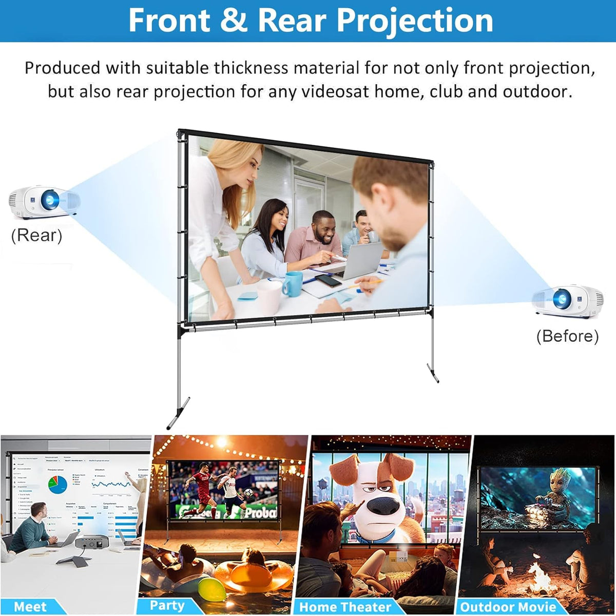 120 Inch Portable Projector Screen with Stand and Carry Bag N875923