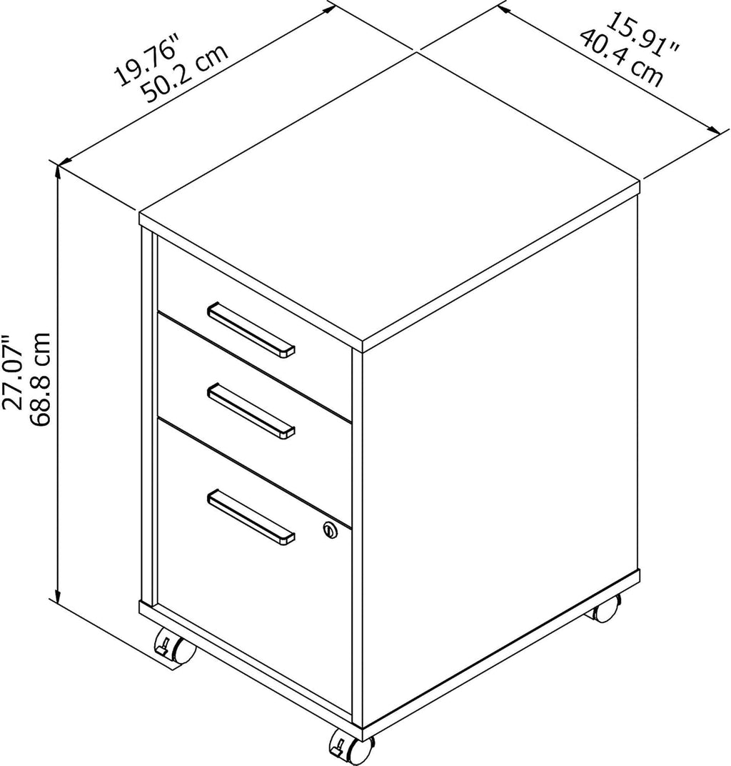 White 3 Drawer Mobile File Cabinet I11947